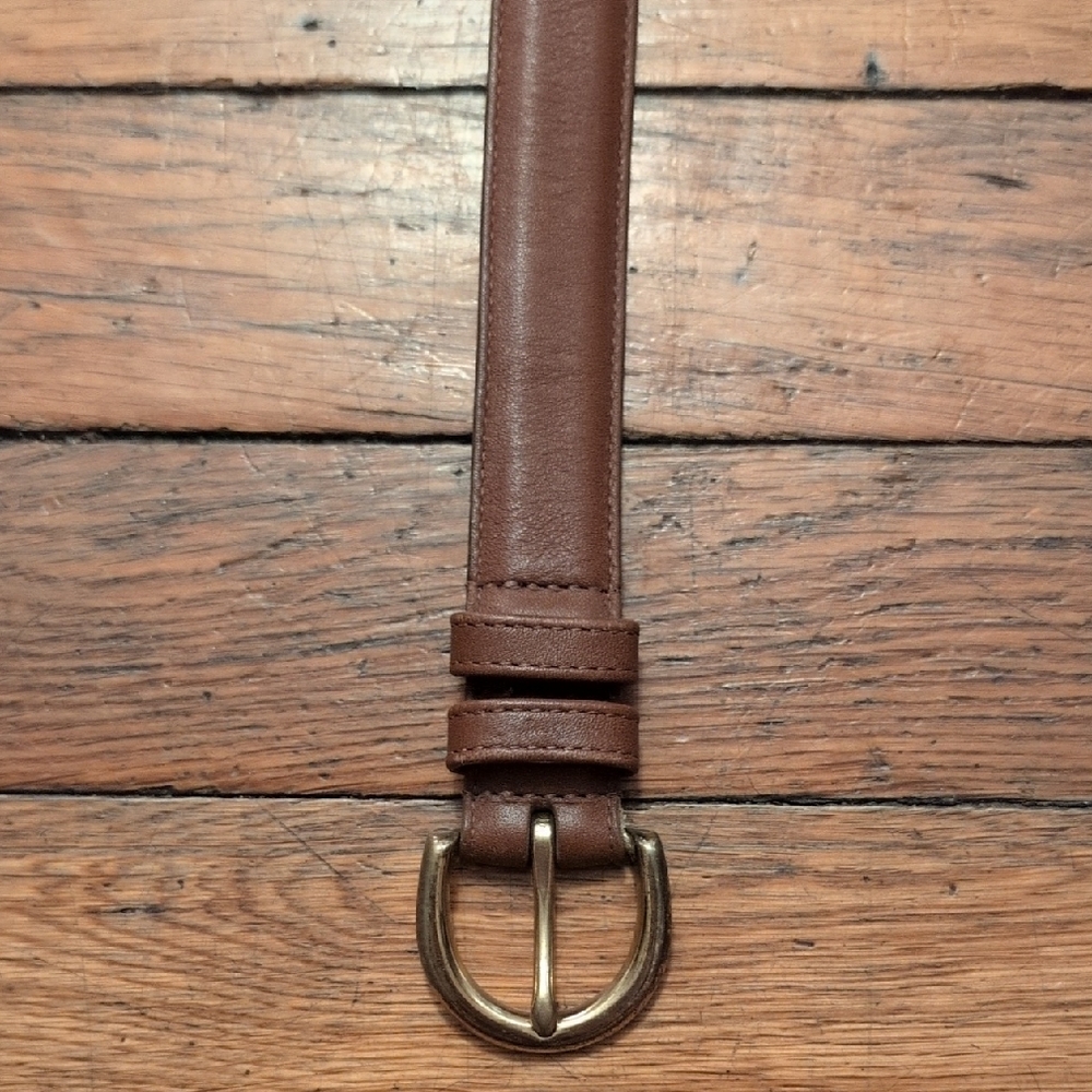 Coach Brown Leather Belt with Brass Buckle